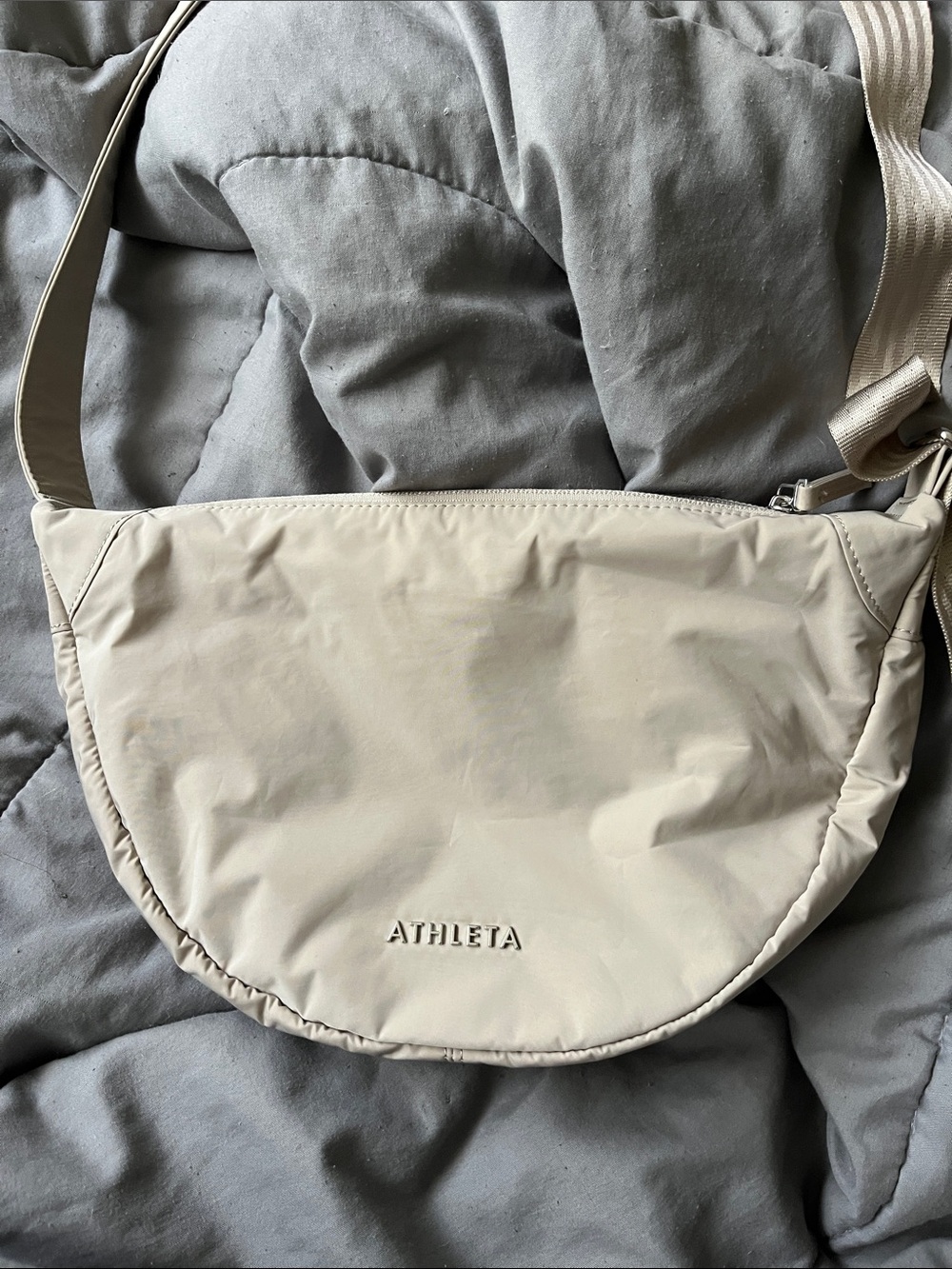 Athleta Light Cream Half-Moon Crossbody Bag